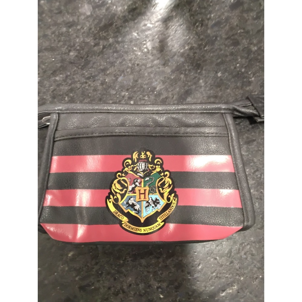 Harry Potter Hogwarts Crest Black Red Stripe Cosmetic Bag Pouch Kids
